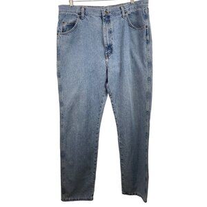 Wrangler Jeans Mens 40x34 Blue light Wash Rugged Straight Leg Cowboy Workwear